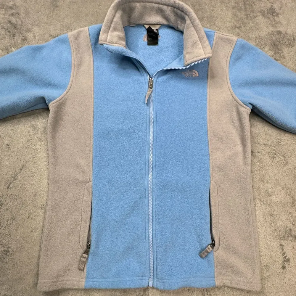 The North Face Full Zip‎ Fleece Girls Size XL Blue and Grey